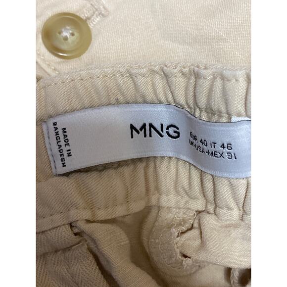 MNG Mango Women's Beige Khaki Drawstring Utility Straight Trousers Pants Size 31 - Picture 3 of 4